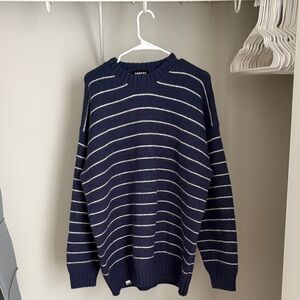 Oversized Navy Striped Men's Sweater